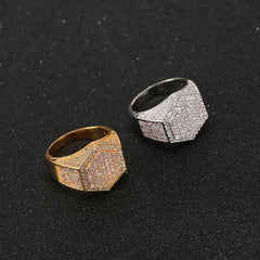 Hip-hop diamond hexagonal ring