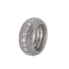 Hip-hop copper micro-inlaid five-row full zircon ring