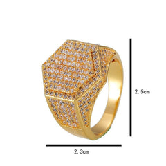 Hip-hop diamond hexagonal ring