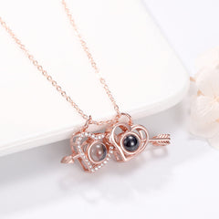 Cupid's Arrow Lover couples necklaces Photo Projection Magnetic Necklace