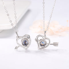 Cupid's Arrow Lover couples necklaces Photo Projection Magnetic Necklace