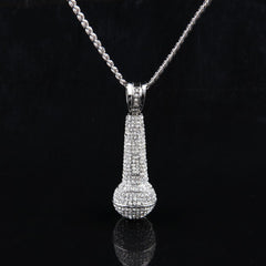 Hip-hop diamond-encrusted microphone necklaces.