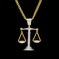 Justice Scale Iced Out CZ Hip Hop Necklace
