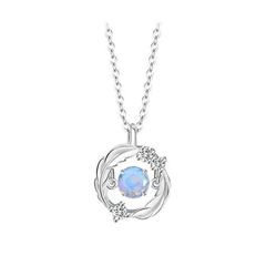 Silver Flash Necklace Feather Beating Heart Moonstone Necklace