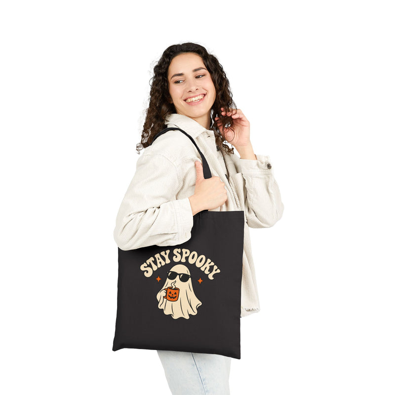 Stay Spooky Ghost Halloween Cotton Canvas Tote Bag