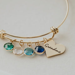 Personalized Birthstone Bracelet Mama Heart Family Birthstones Names Bracelet