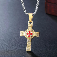 Cross Pendant Knights Templar Irish Knot Necklace