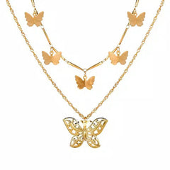 Multi Layer Lock Portrait Pendants Necklaces For Women Gold Metal Key Heart Necklace