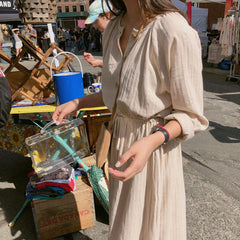 Long Shirt Dress Women Cotton Round Collar Slim Waist Drawstring Solid Color Sundress