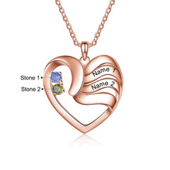 2-5 Names Customized Birthstone Fashion Memorial Heart Necklace