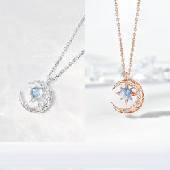 Light Of Stars And Moon Charm Necklace Delicate Clavicle Stars Rhinestone Chain Necklace