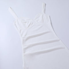 High Split Ankle-length Party Dresses Women Solid White Spaghetti Strap Dress Y2K