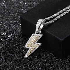 Full Zircon Lightning Necklace Hip Hop Party Locomotive Pendant Necklace