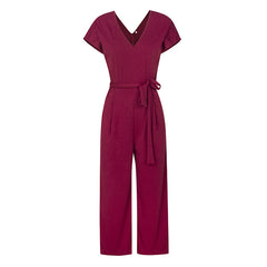 Summer 2022 Streetwear V-neck Jumpsuit Beach Elegant Party One Piece Black Rompers
