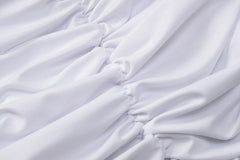 Off Shoulder Long Loose Flare Puff Sleeve Ruched Mini Dress