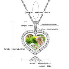 Heart Shaped Custom Photo Spin Double Sided Medallion Pendant Necklace Hip Hop Jewelry