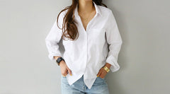 S-3XL Spring One Pocket Women White Blouse Female Shirt Tops Long Sleeve