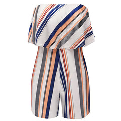 Floral Print Ruffles Strapless Rompers Summer Pleated Chest Wrapped Playsuits Womens Jumpsuit