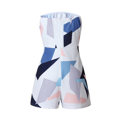Floral Print Ruffles Strapless Rompers Summer Pleated Chest Wrapped Playsuits Womens Jumpsuit