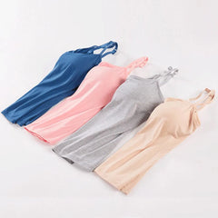 Solid Tank Tops Adjustable Strap Built In Cup Padded Wireless Camisole Camis Vest