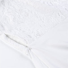 Women Summer Off Shoulder Sexy Playsuits Long Sleeve Sheer Lace Patchwork Hollow Skinny Playsuits