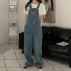 Casual Denim Jumpsuits Women Loose Overalls Baggy Wide Leg Rompers