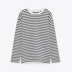 Women Striped Long Sleeve T-shirts Female Streetwear Autumn Spring Cotton Tees Tops