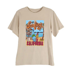 1pcs WHITE Tees Summer Casual Oversized Tee Best Surfing Santa Monica California Womens Retro Style