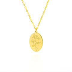 Birth Mother Flower Neckalce New Month Necklace For Mom Gold Color Oval Pendant Necklace