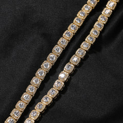 Zircon Hip Hop Necklace 7mm Gold Plated Rock Candy Chain