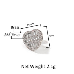 Hip-hop inlaid zircon heart-shaped earrings