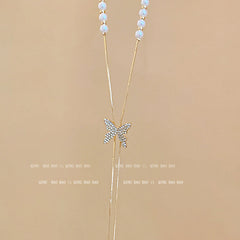 Titanium steel pearl clavicle necklace