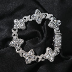 Hip-hop zircon colored infinite four-leaf clover bracelet