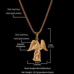 Hip Hop Winged Angel Pendant Necklace