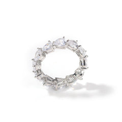 Hip-hop single-row heart-shaped zircon rings