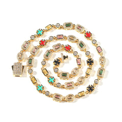 Hip-Hop Diamond-Encrusted 6mm Colored Gemstone Bracelet