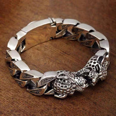 Very domineering retro double leopard men's bracelet