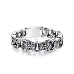 Very domineering retro double leopard men's bracelet