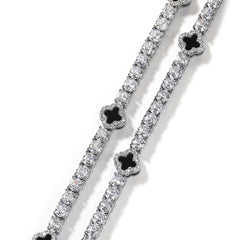 Hip-hop four-leaf clover diamond tennis chain necklace bracelet