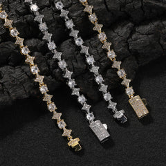 Star zircon tennis chain necklace