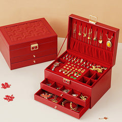 European multi-layer household PU leather jewelry box