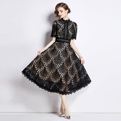 French lace round neck dress