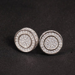 Hip Hop diamond-encrusted 925 silver stud earrings