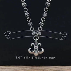 Retro personalized anchor scout flower pendant cross chain necklace