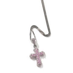 Gold-plated, diamond-encrusted mini cross necklace