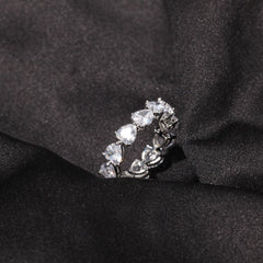 Hip-hop single-row heart-shaped zircon rings