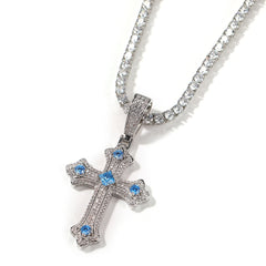 Hip-hop cross-shaped diamond Cubic Zirconia necklace