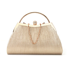 folded metal diamond-studded handbag wedding clutch bag