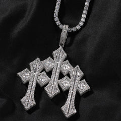 Retro Cross Square Zircon Inlay Necklace
