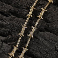 Hiphop zircon-encrusted barbed wire necklace